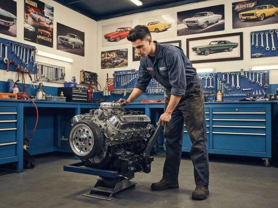 Mechanic diagnosing car engine issues in a garage, emphasizing auto repair knowledge